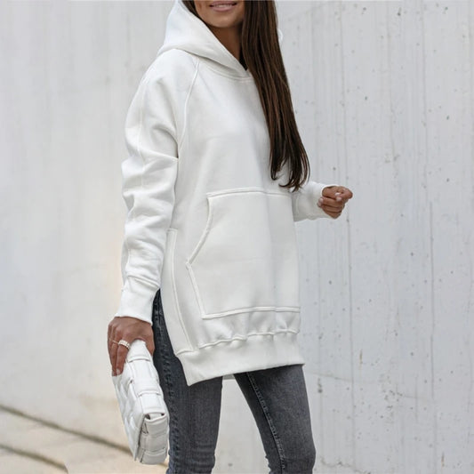 Mn-Women's Comfortable Hoodie with Pocket and Side Slit, Sulphur Sleeves, Perfect for All Occasions