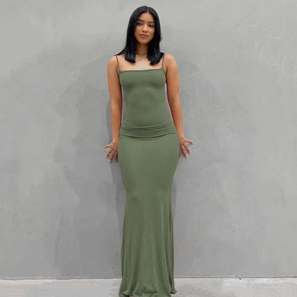 Satin Slip Backless Maxi Dress